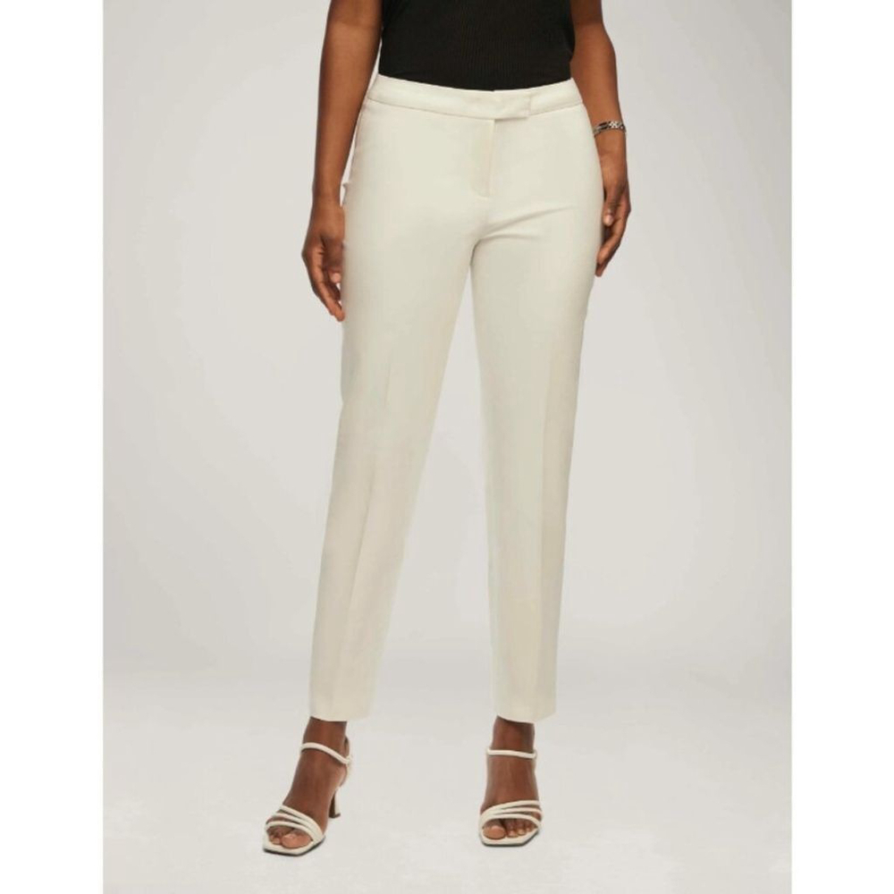 Anne Klein 4 Dress Pants Bowie Double-Weave Straight-Leg High Rise White NWT